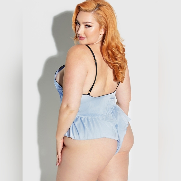 Frederick’s of Hollywood Astoria Satin Sleep Romper Flirty Bow NWT - Picture 4 of 9